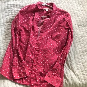 Lauren Conrad Cute Pink Button Up with polka dots